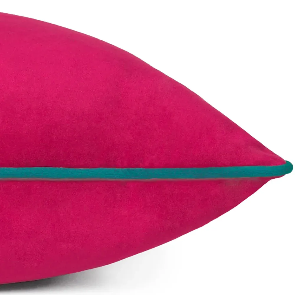 Meridian Raspberry Velvet Cushion - Teal