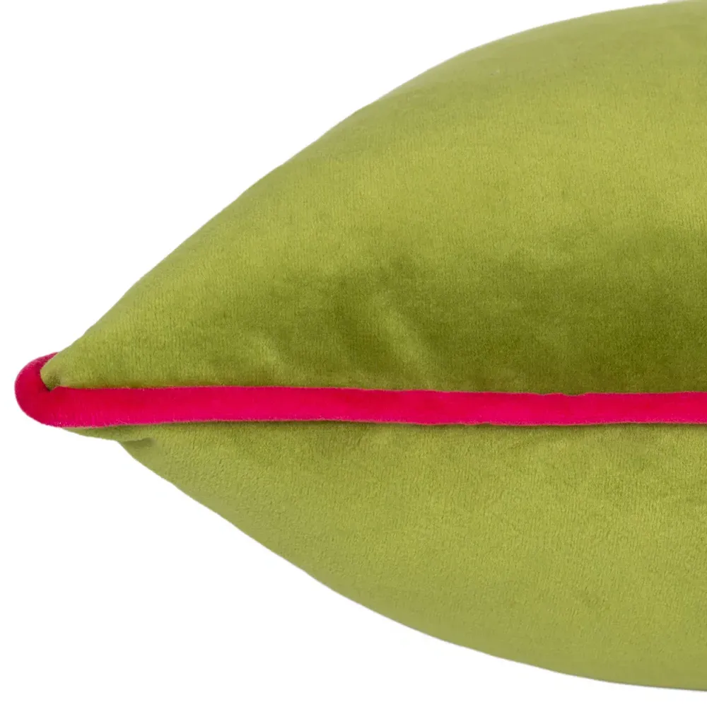 Meridian Velvet Cushion - Lime, Hot Pink