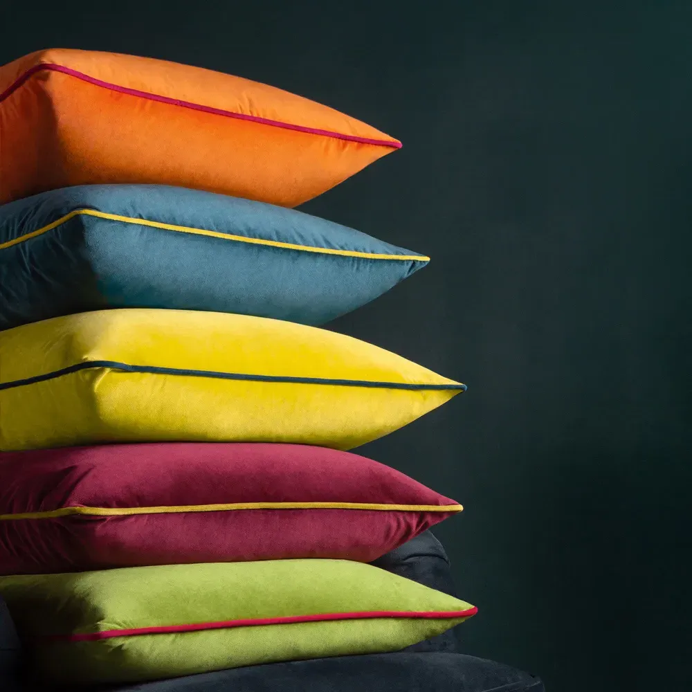 Meridian Velvet Cushion - Lime, Hot Pink