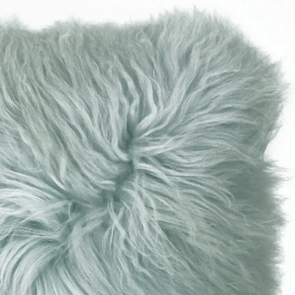 Mongolian Sheepskin Cushion - Blue