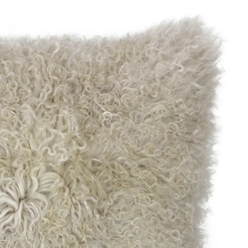 Mongolian Sheepskin Cushion - Oatmeal