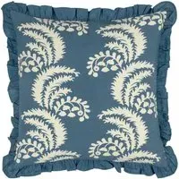 Montrose Floral Cushion with Fringe - Blue, Cotton