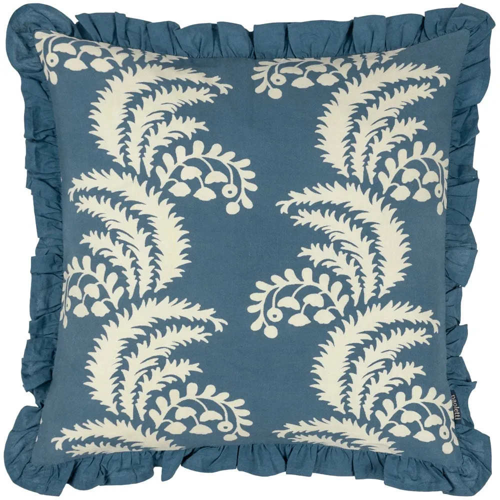 Montrose Floral Cushion with Fringe - Blue, Cotton image