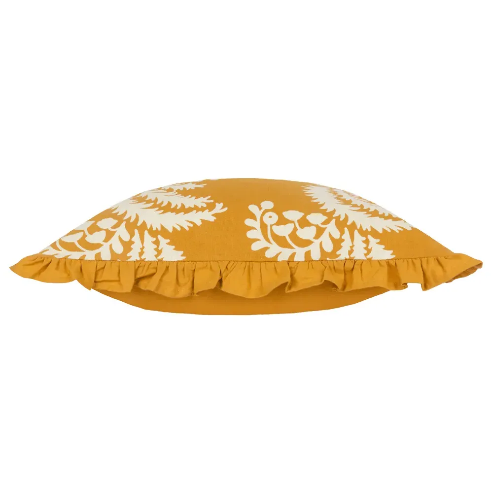 Montrose Floral Cushion with Fringe - Orange, Cotton