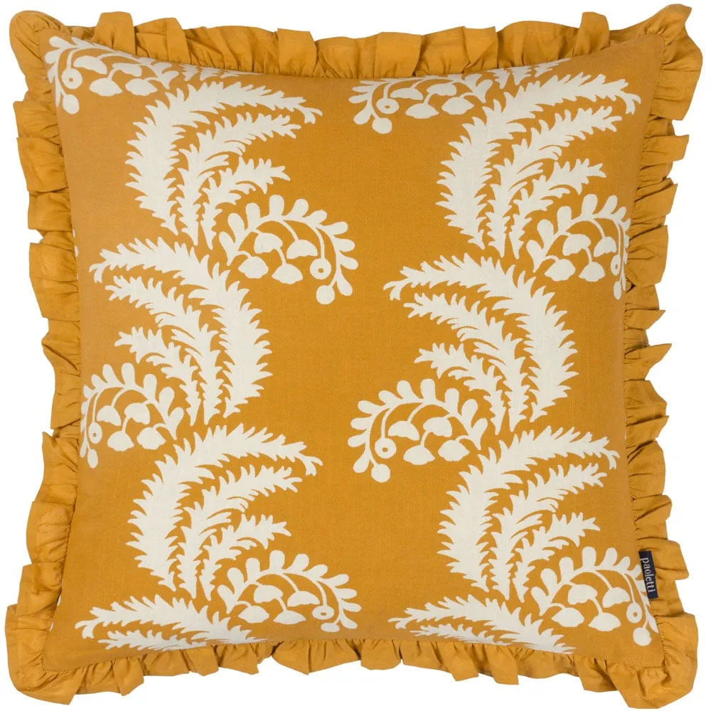 Montrose Floral Cushion with Fringe - Orange, Cotton