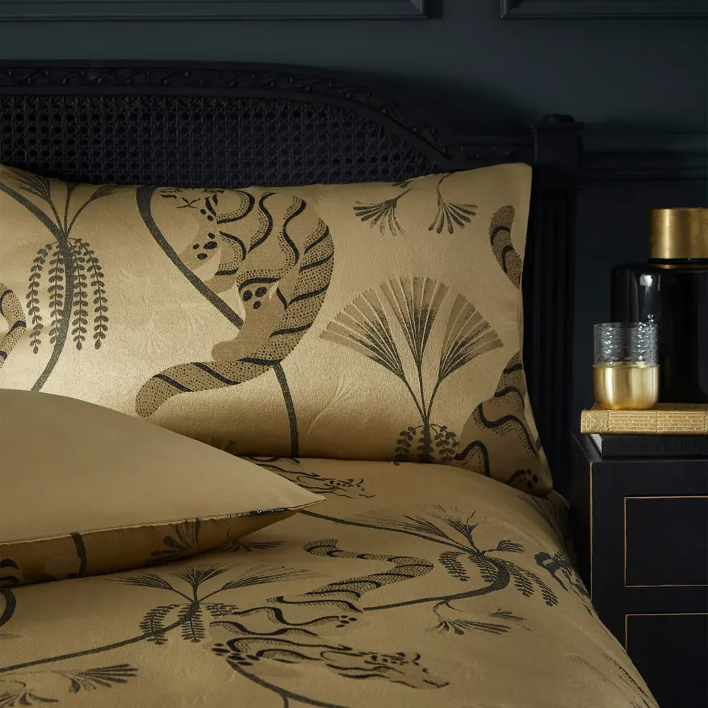 Moon Dusk King Size Duvet Cover Set - Gold, Jacquard