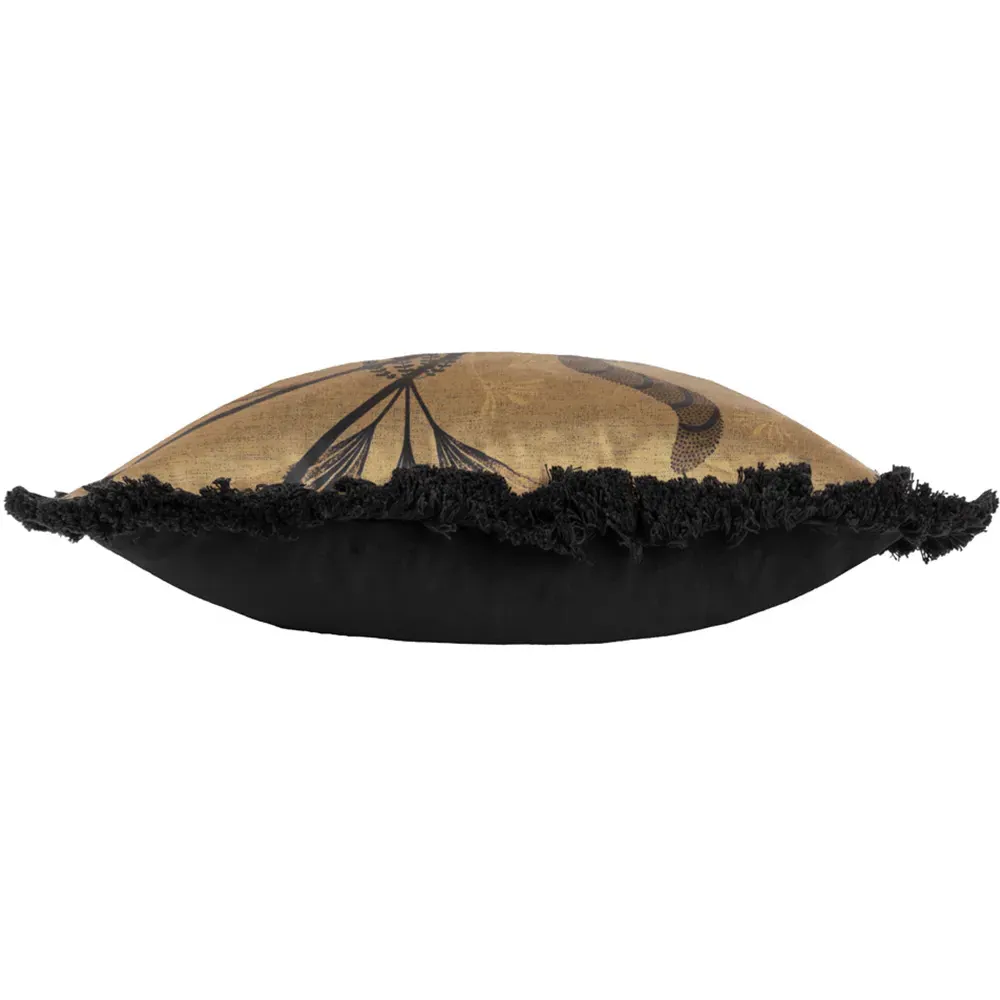 Moon Dusk Rectangular Cushion with Fringe - Gold, Jacquard