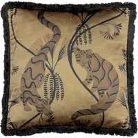 Moon Dusk Rectangular Cushion with Fringe - Gold, Jacquard