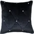 New Diamante Large Quilted Cushion - Black, Faux Velvet