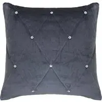 New Diamante Quilted Cushion - Pewter, Faux Velvet