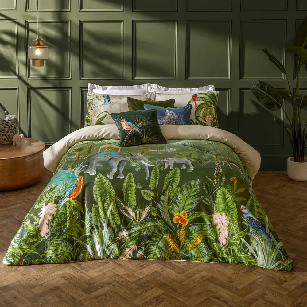 Odisha Exotic Super King Size Duvet Cover Set - Green