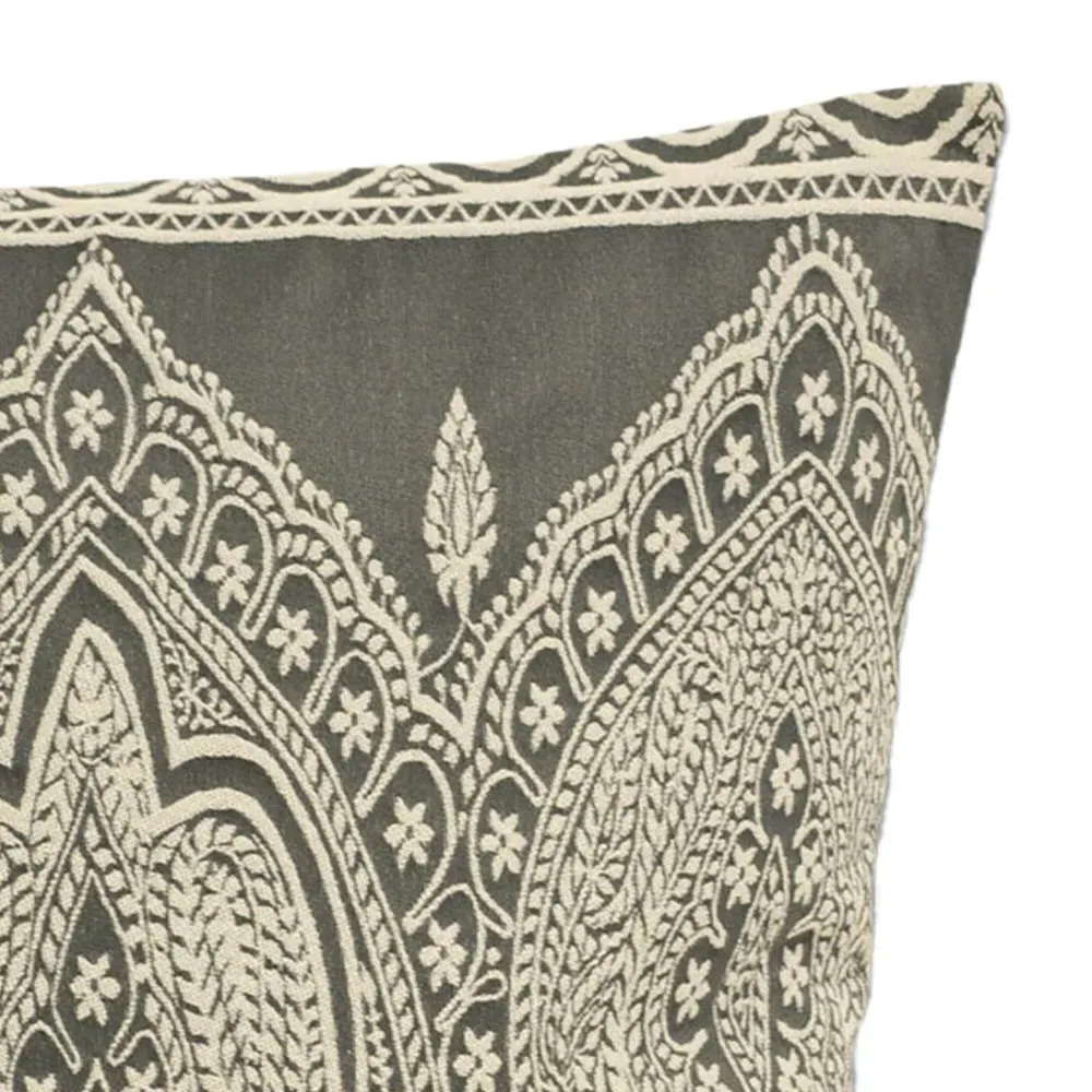 Paisley Printed Cushion - Grey, Polycotton