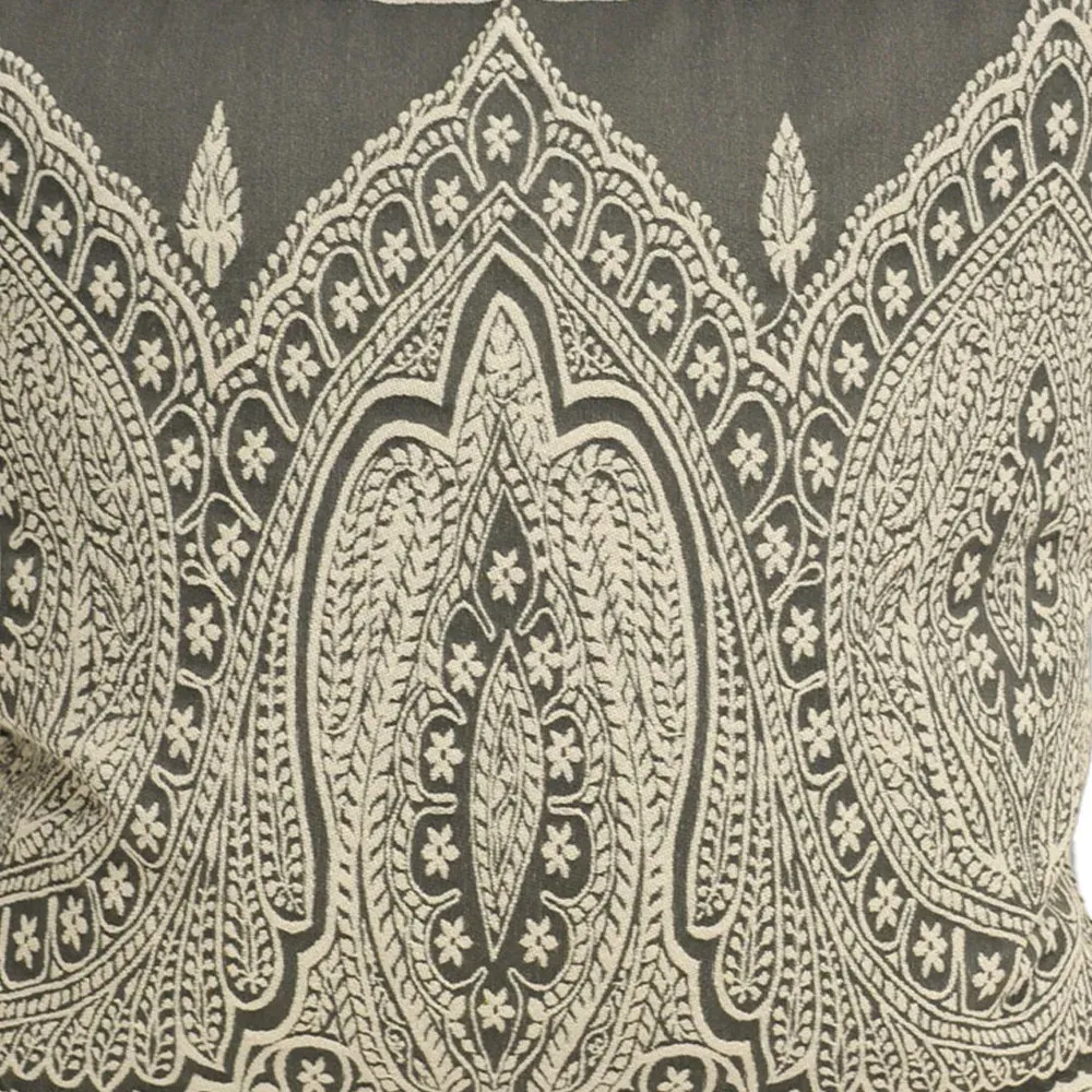 Paisley Printed Cushion - Grey, Polycotton