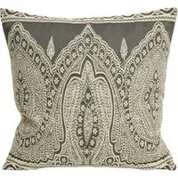Paisley Printed Cushion - Grey, Polycotton