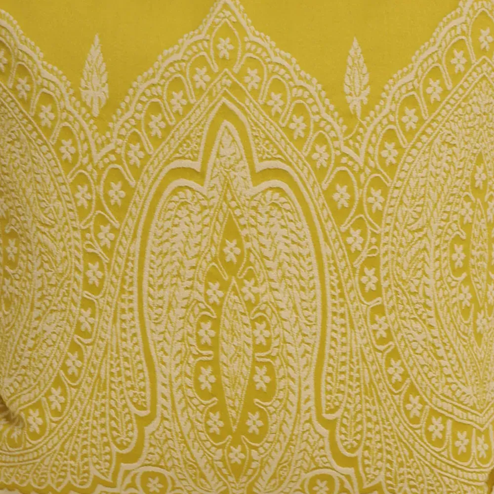 Paisley Printed Cushion - Yellow, Polycotton