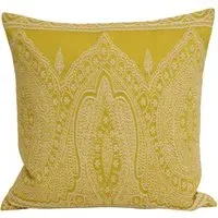Paisley Printed Cushion - Yellow, Polycotton