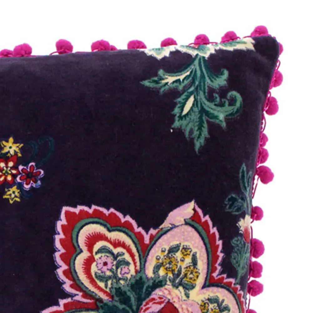 Palampur Damson Velvet Cushion - Multi