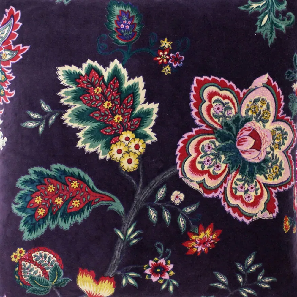 Palampur Damson Velvet Cushion - Multi