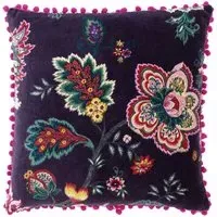 Palampur Damson Velvet Cushion - Multi
