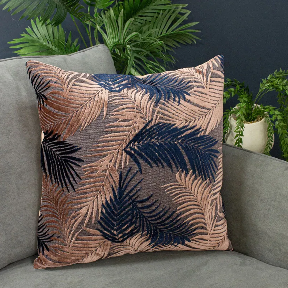 Palm Grove Cushion - Blush, Velvet Jacquard