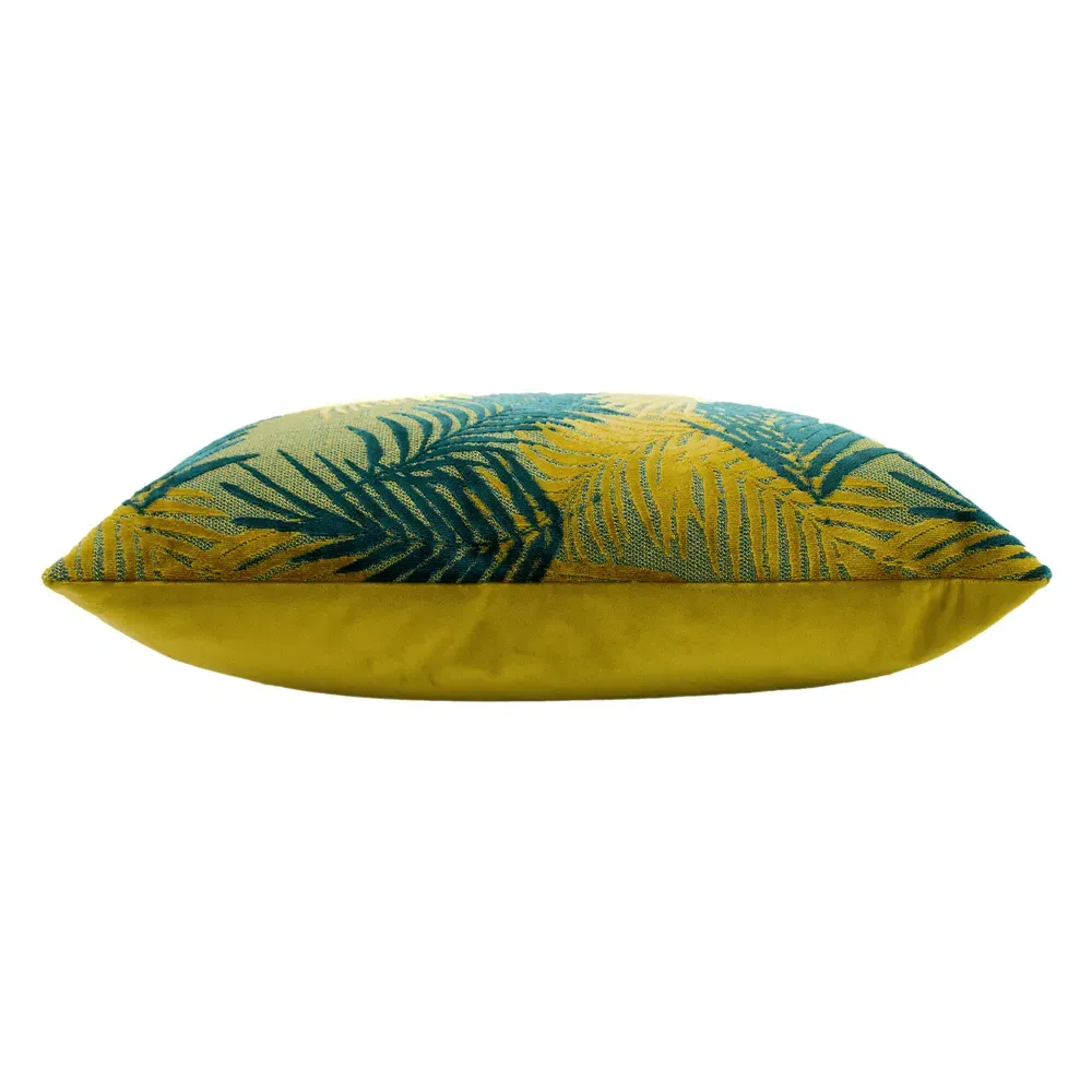Palm Grove Cushion - Gold, Velvet Jacquard