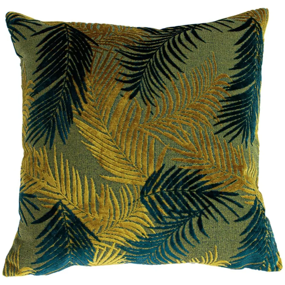 Palm Grove Cushion - Gold, Velvet Jacquard