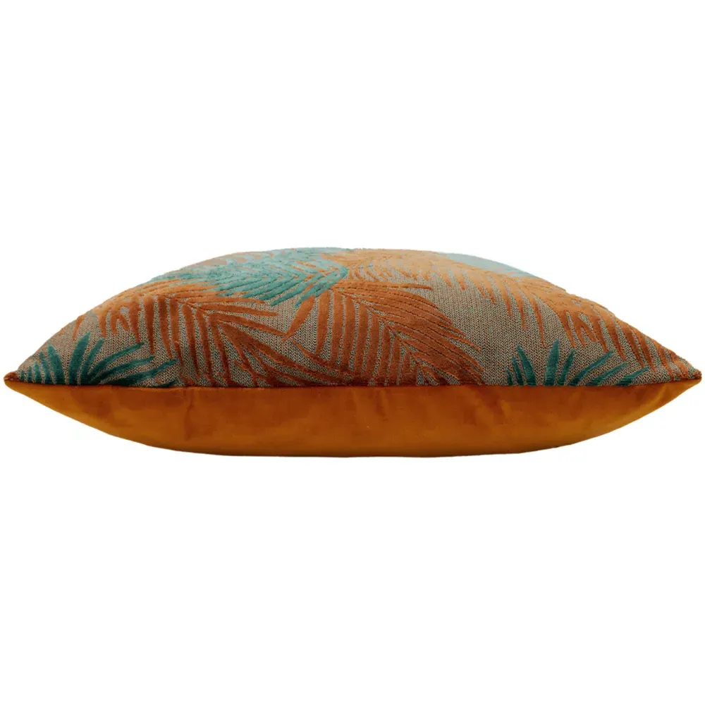 Palm Grove Cushion - Teal, Velvet Jacquard