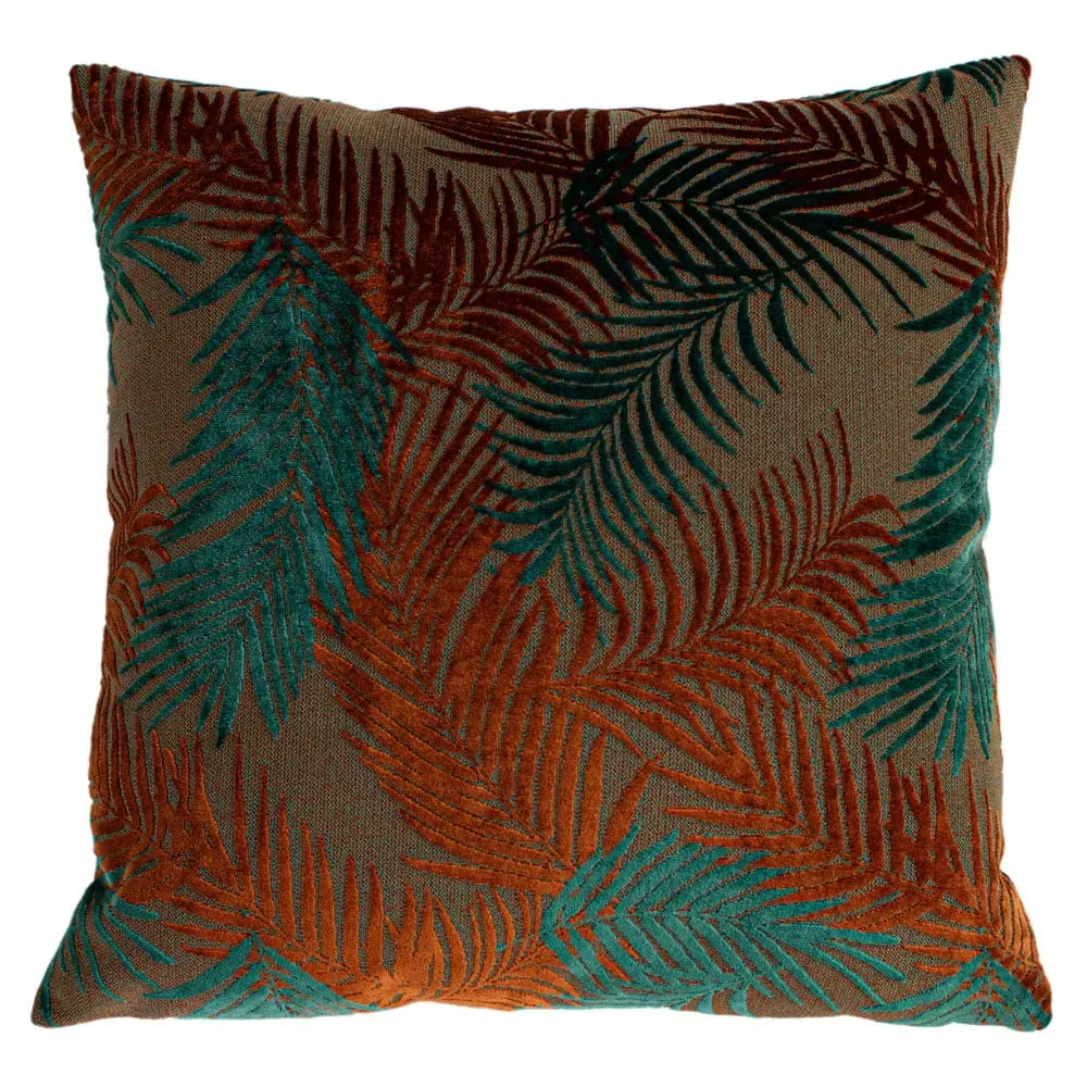 Palm Grove Cushion - Teal, Velvet Jacquard