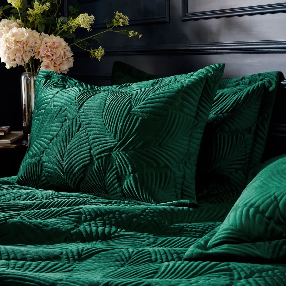 Palmeria King Size Duvet Set - Emerald, Velvet