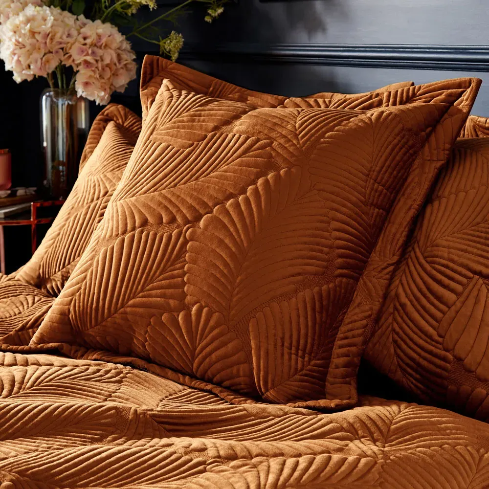 Palmeria King Size Duvet Set - Rust, Velvet