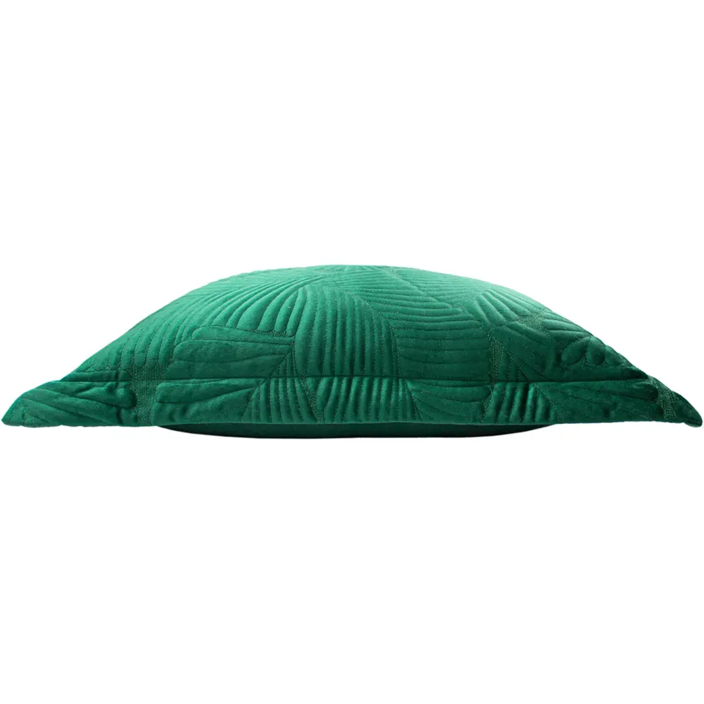 Palmeria Quilted Velvet Cushion - Emerald