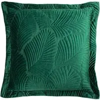 Palmeria Quilted Velvet Cushion - Emerald