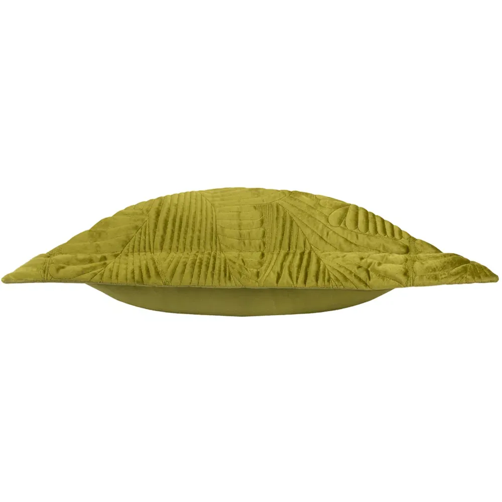 Palmeria Quilted Velvet Cushion - Moss