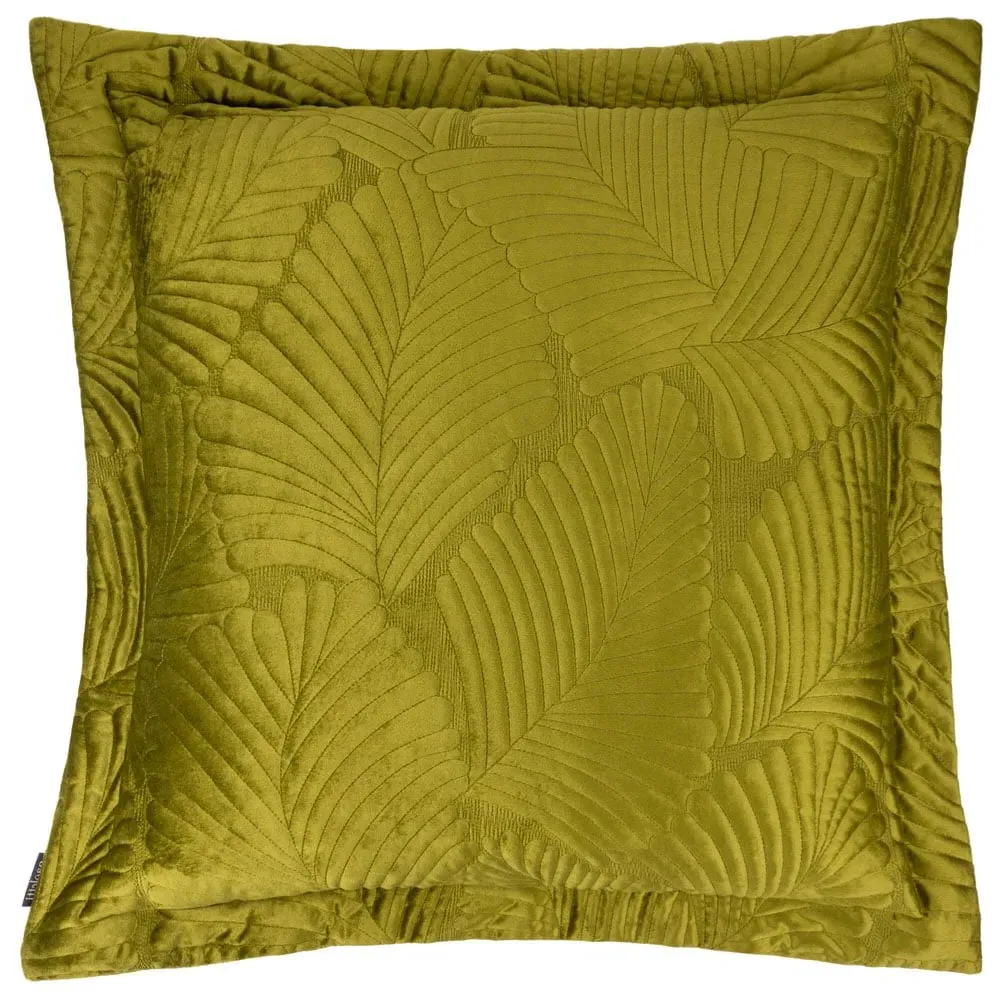 Palmeria Quilted Velvet Cushion - Moss