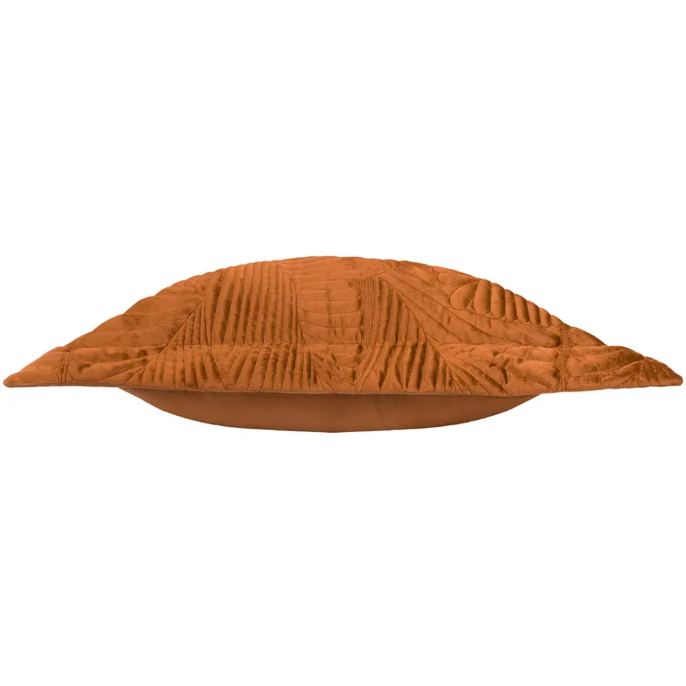 Palmeria Quilted Velvet Cushion - Rust