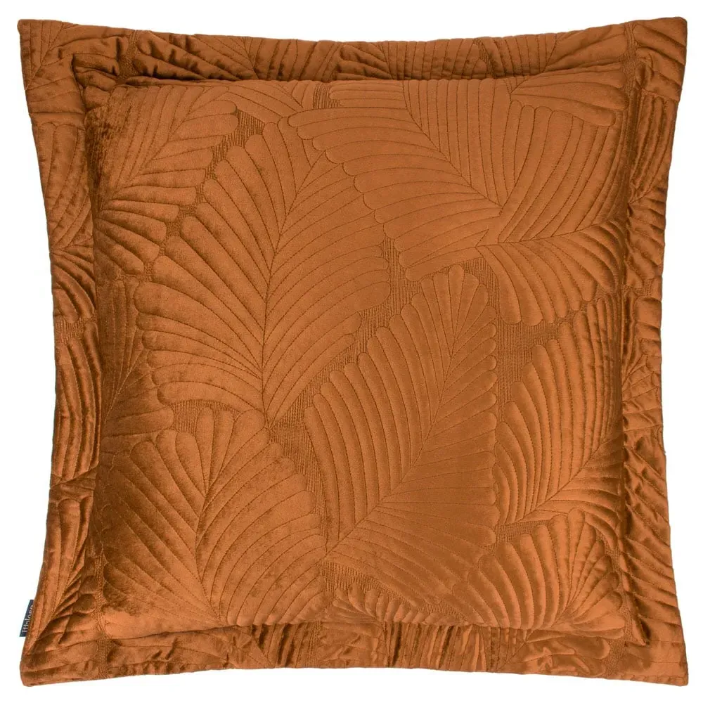 Palmeria Quilted Velvet Cushion - Rust