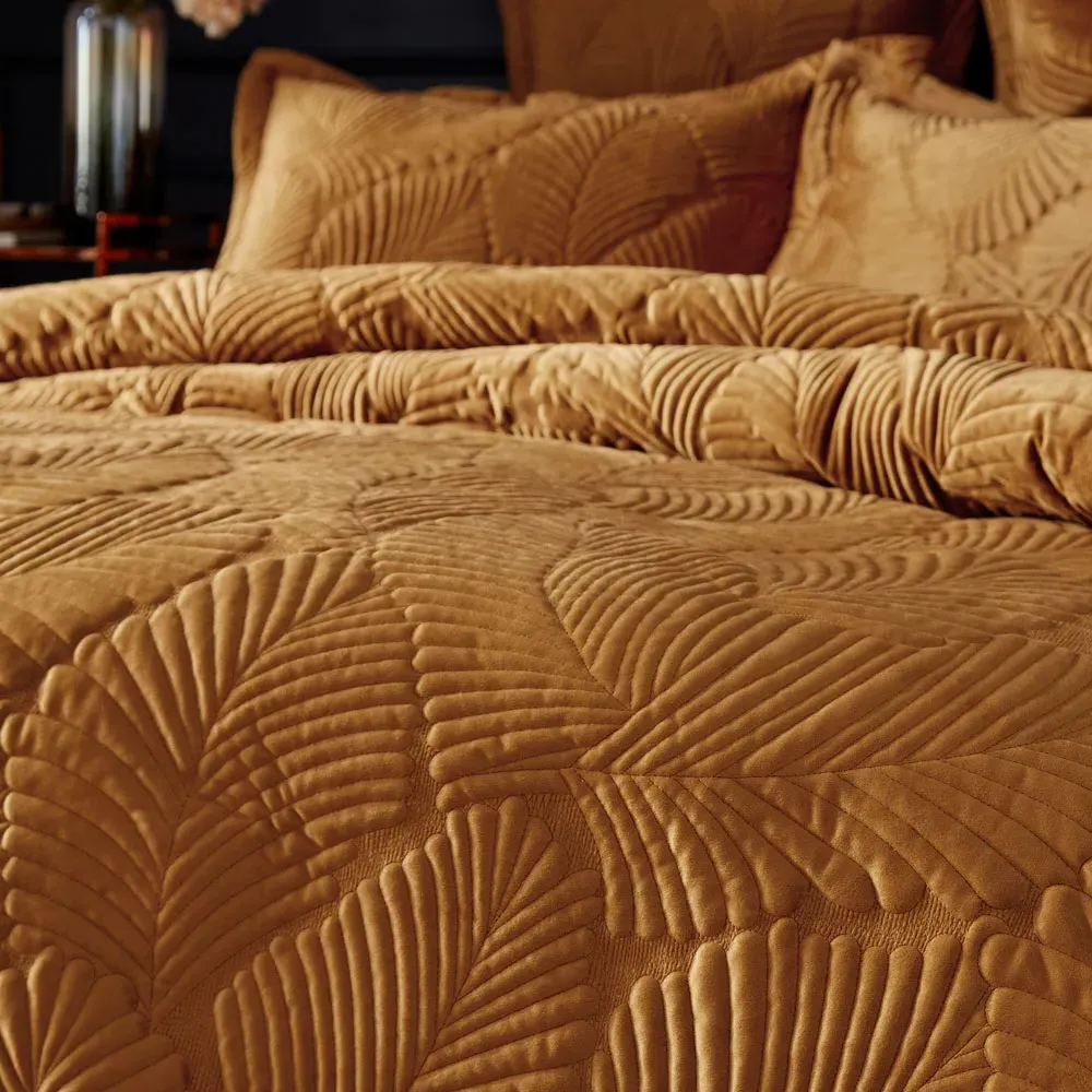 Palmeria Single Duvet Set - Gold, Velvet
