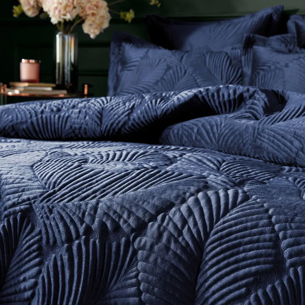 Palmeria Super King Duvet Set - Navy, Velvet