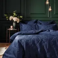 Palmeria Super King Duvet Set - Navy, Velvet