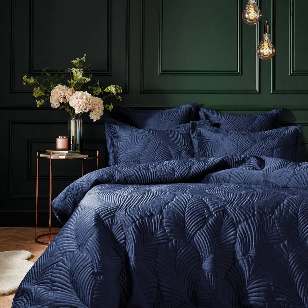 Palmeria Super King Duvet Set - Navy, Velvet
