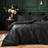 Palmeria Super King Size Quilted Duvet Set - Black, Velvet