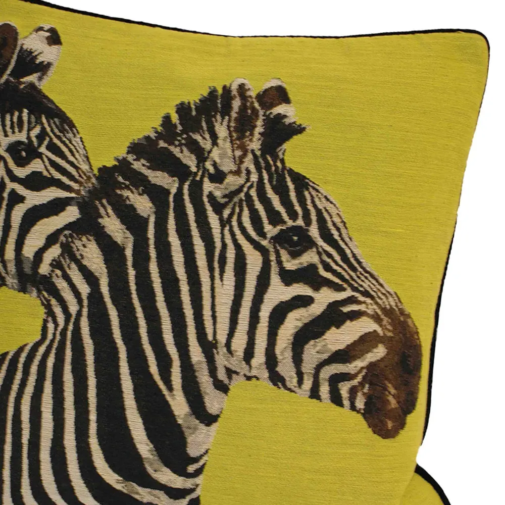 Paoletti Twin Zebra Piped Cushion - Green