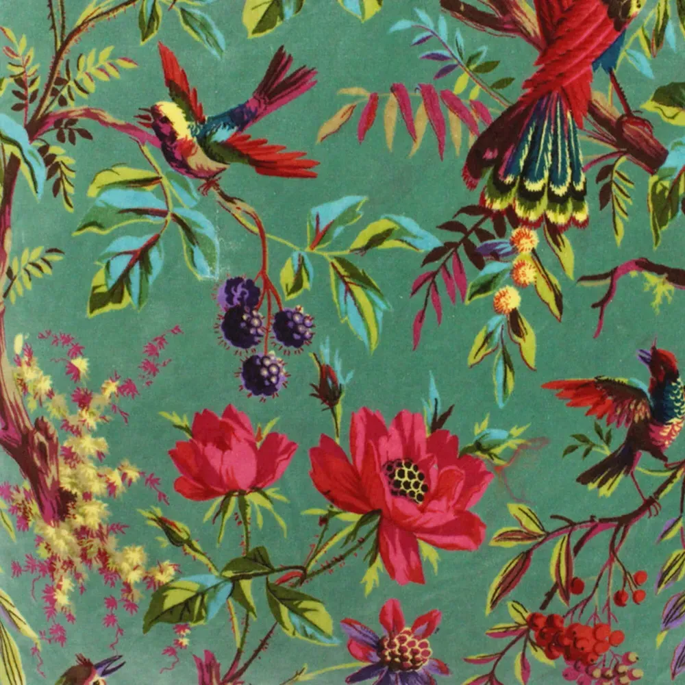 Paradise Aqua Velvet Cushion - Blue, Cotton