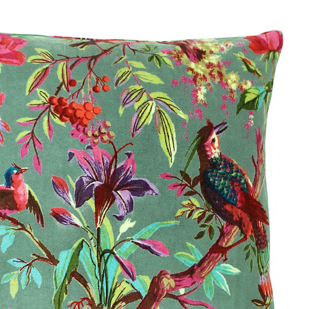Paradise Mineral Velvet Cushion - Multi, Cotton