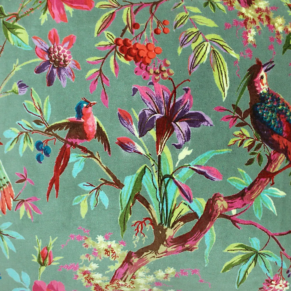 Paradise Mineral Velvet Cushion - Multi, Cotton