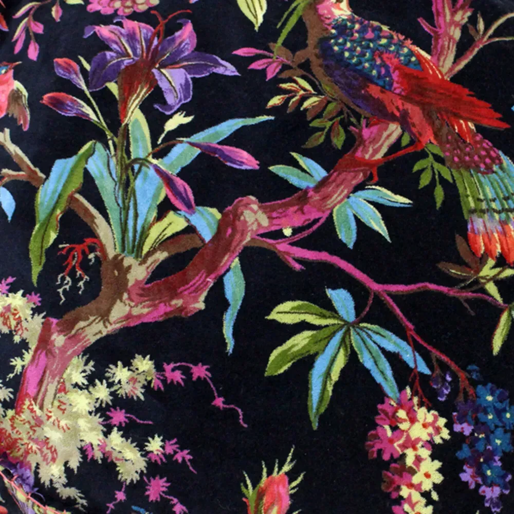 Paradise Round Cushion - Black, Velvet