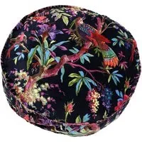 Paradise Round Cushion - Black, Velvet