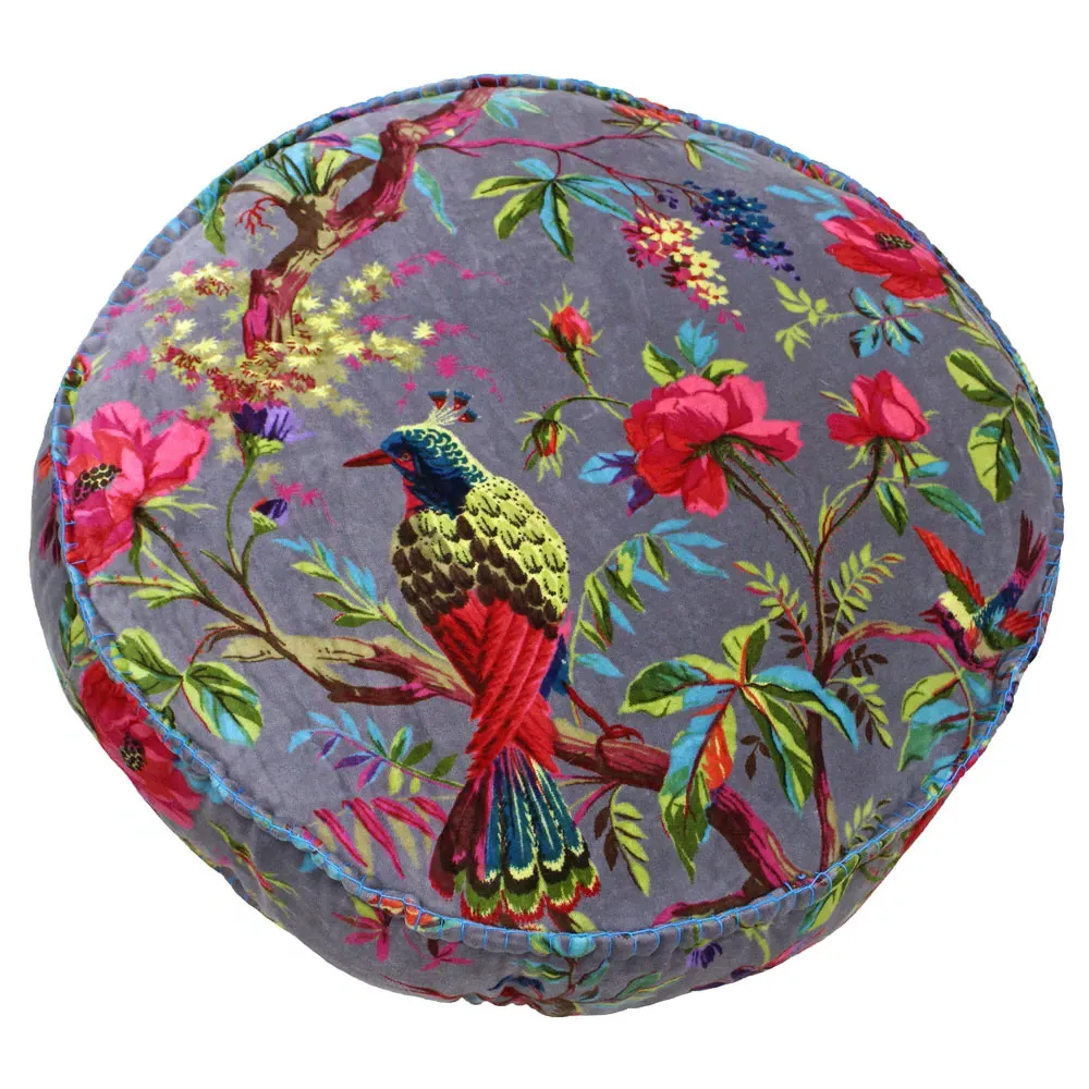 Paradise Round Cushion - Mink, Velvet