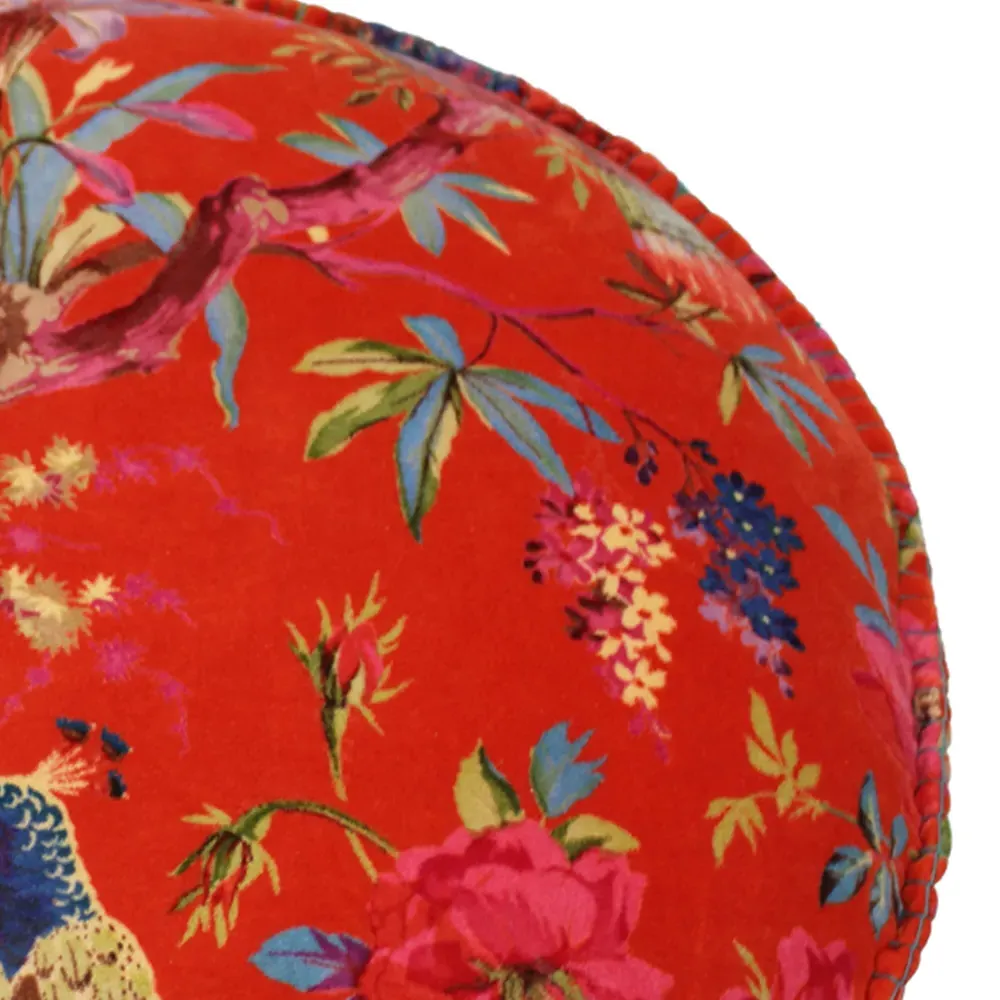 Paradise Round Cushion - Orange, Velvet