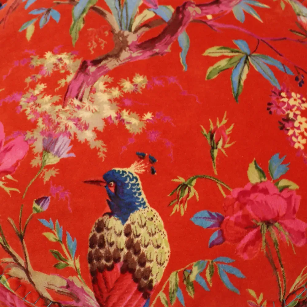 Paradise Round Cushion - Orange, Velvet